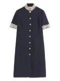 Valentino Garavani lace-collared button-up dress - Blue