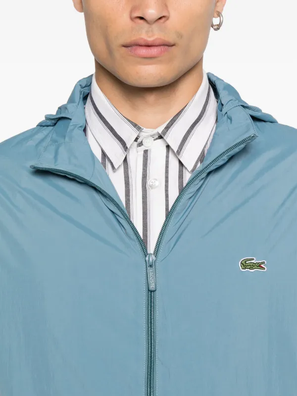 Lacoste Hooded zip-up Jacket | Blue | FARFETCH GR
