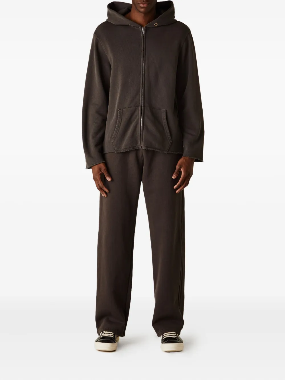 Les Tien raw-edge zip-up hoodie Bruin