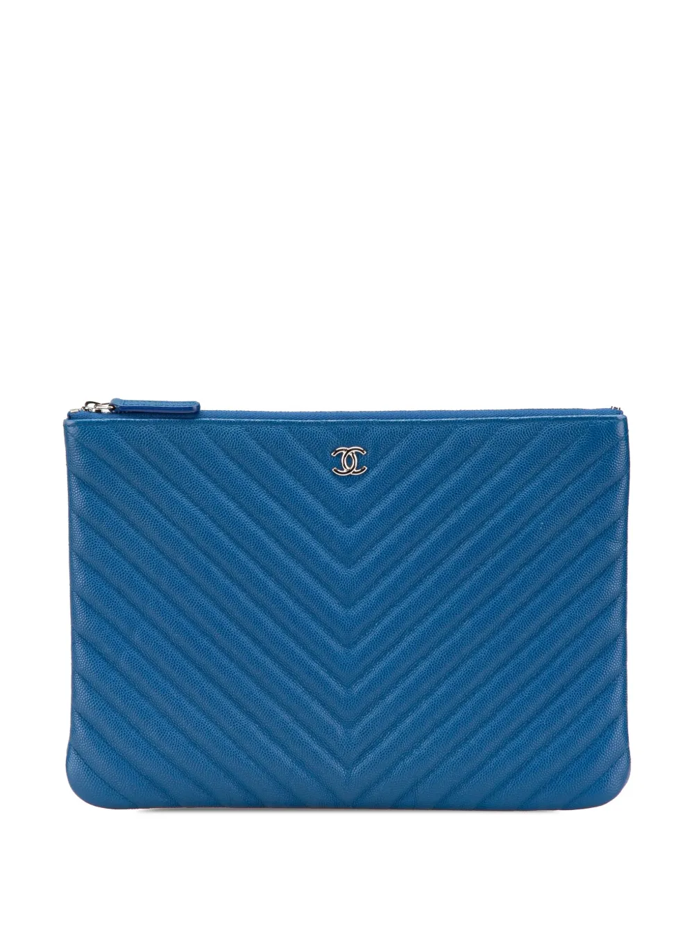 CHANEL Pre-Owned pochette Caviar O Case médium à matelassage chevron (2016-2017) | bleu | Image 1
