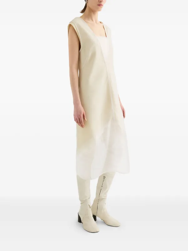 Jil Sander V-neck Sleeveless Midi Dress - White Jil Sander V-neck Sleeveless Midi Dress - White