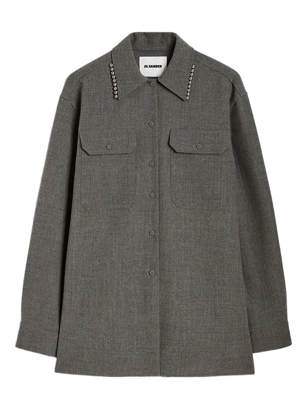 Jil Sander Button-up blouse verfraaid met parels Grijs