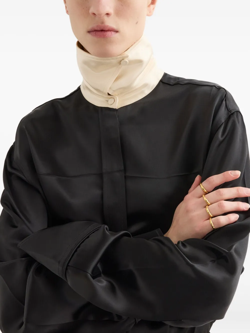 Jil Sander Vier ringen met gegraveerd logo - Goud
