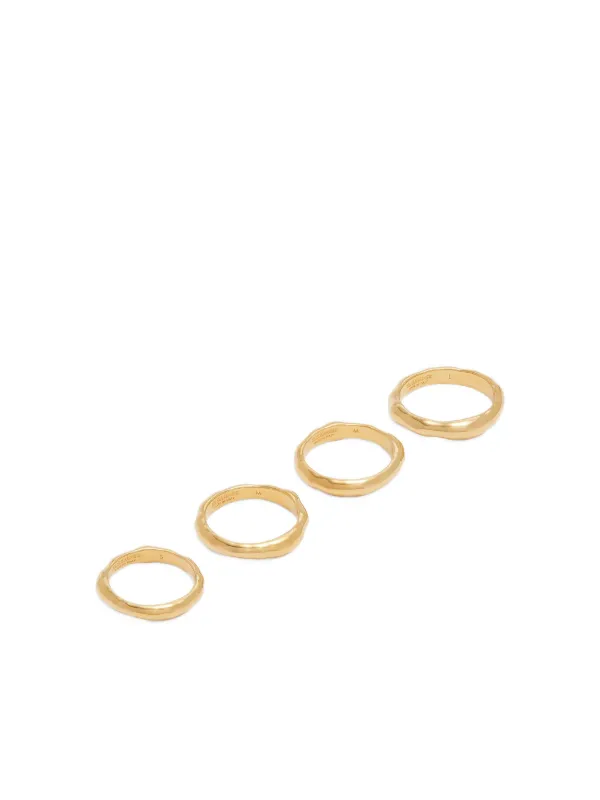 Jil Sander エングレーブロゴ リング 4個組 | ゴールドトーン