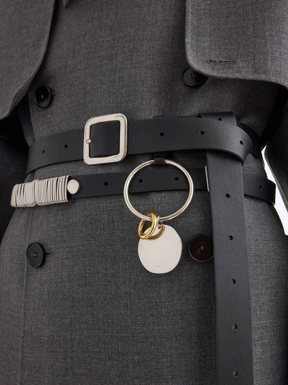 Jil Sander Tweekleurige ronde sleutelhanger Zilver