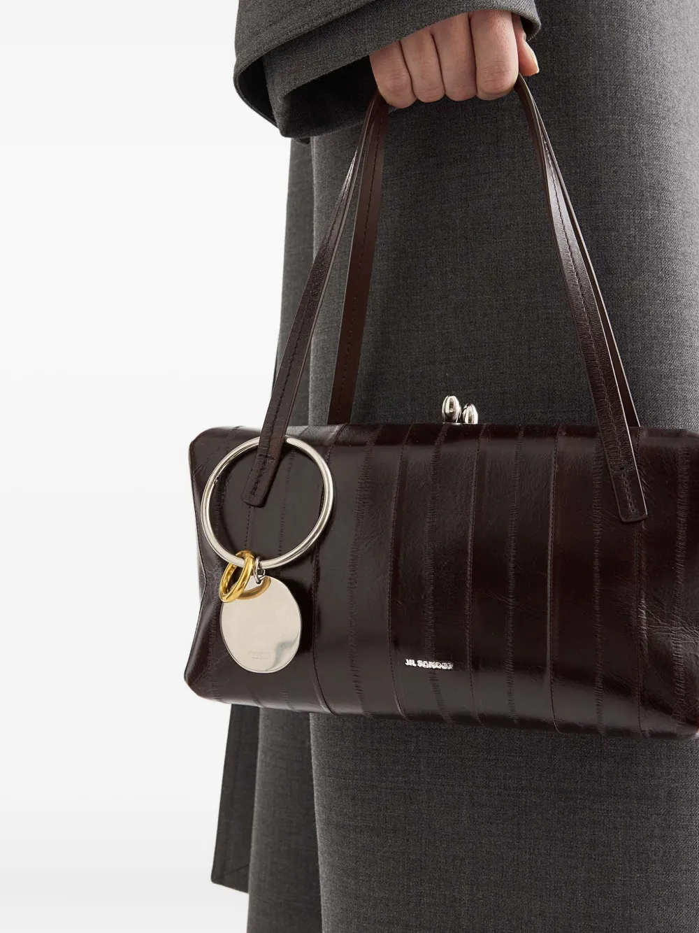 Jil Sander Tweekleurige ronde sleutelhanger Zilver