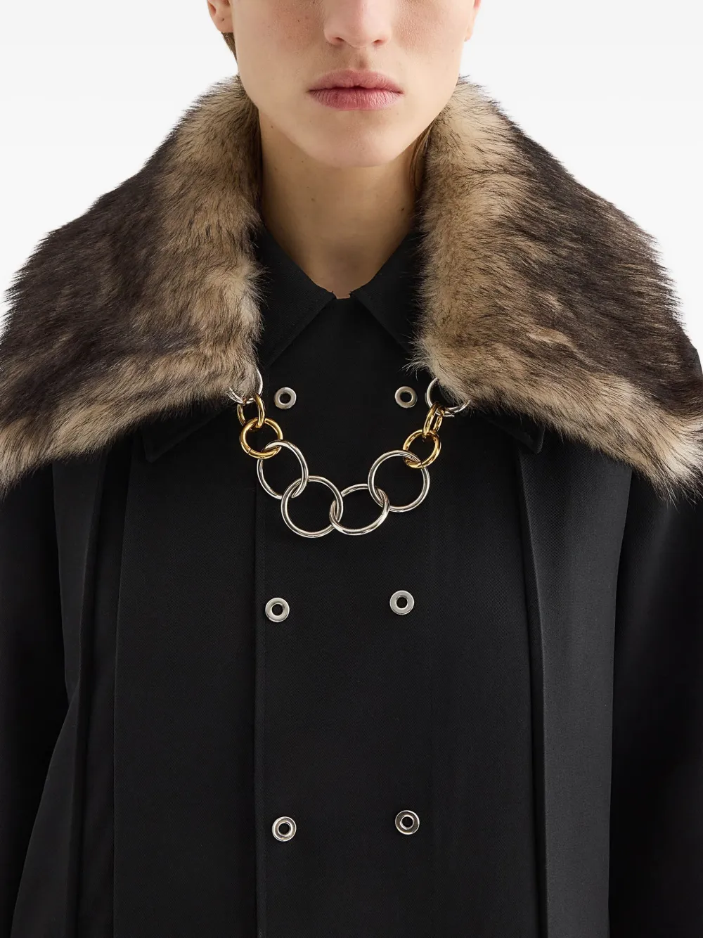 Jil Sander Shearling Chain Collar In Brown