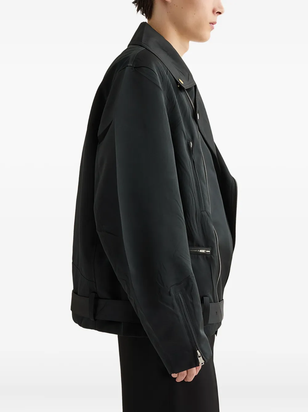Jil Sander Duchess Zip-up Jacket In Black