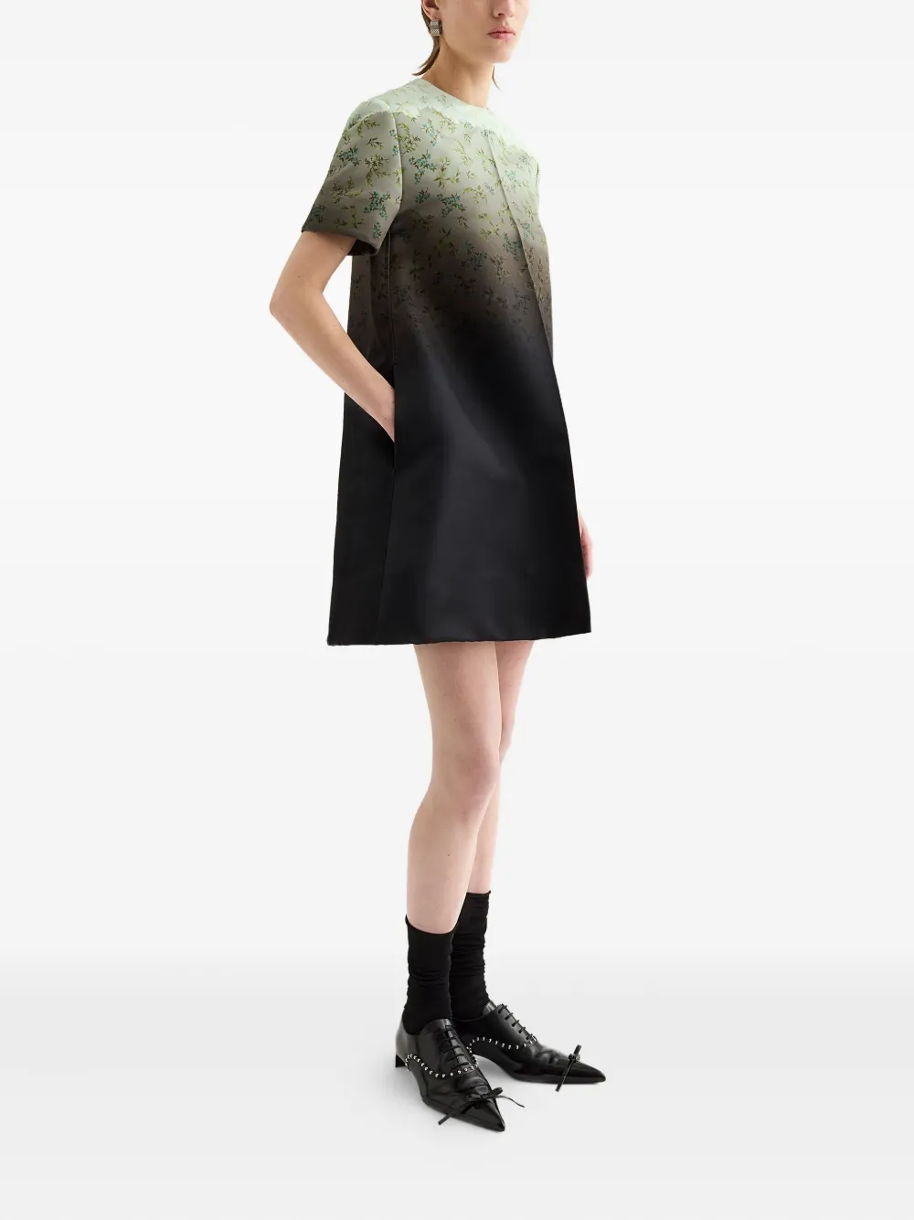 Jil Sander Mini-jurk met bloemenprint en kleurverloop - Groen
