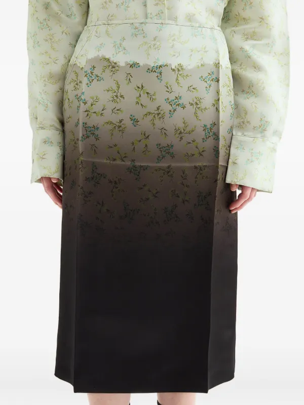 Jil Sander Gradient floral-printed Midi Skirt | Green | FARFETCH