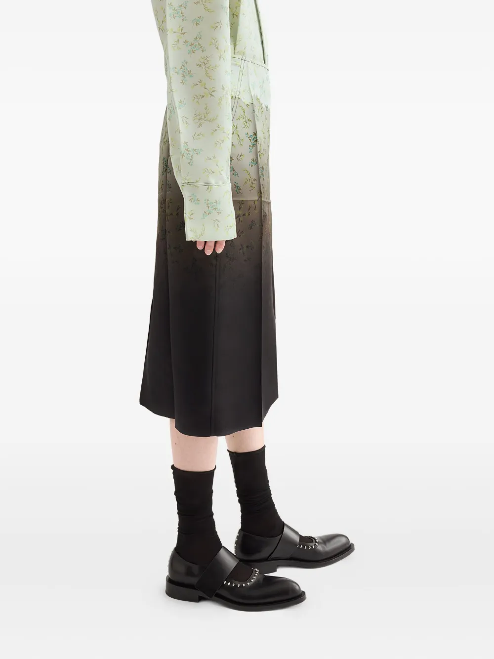 Jil Sander Gradient Floral-printed Midi Skirt In Brown