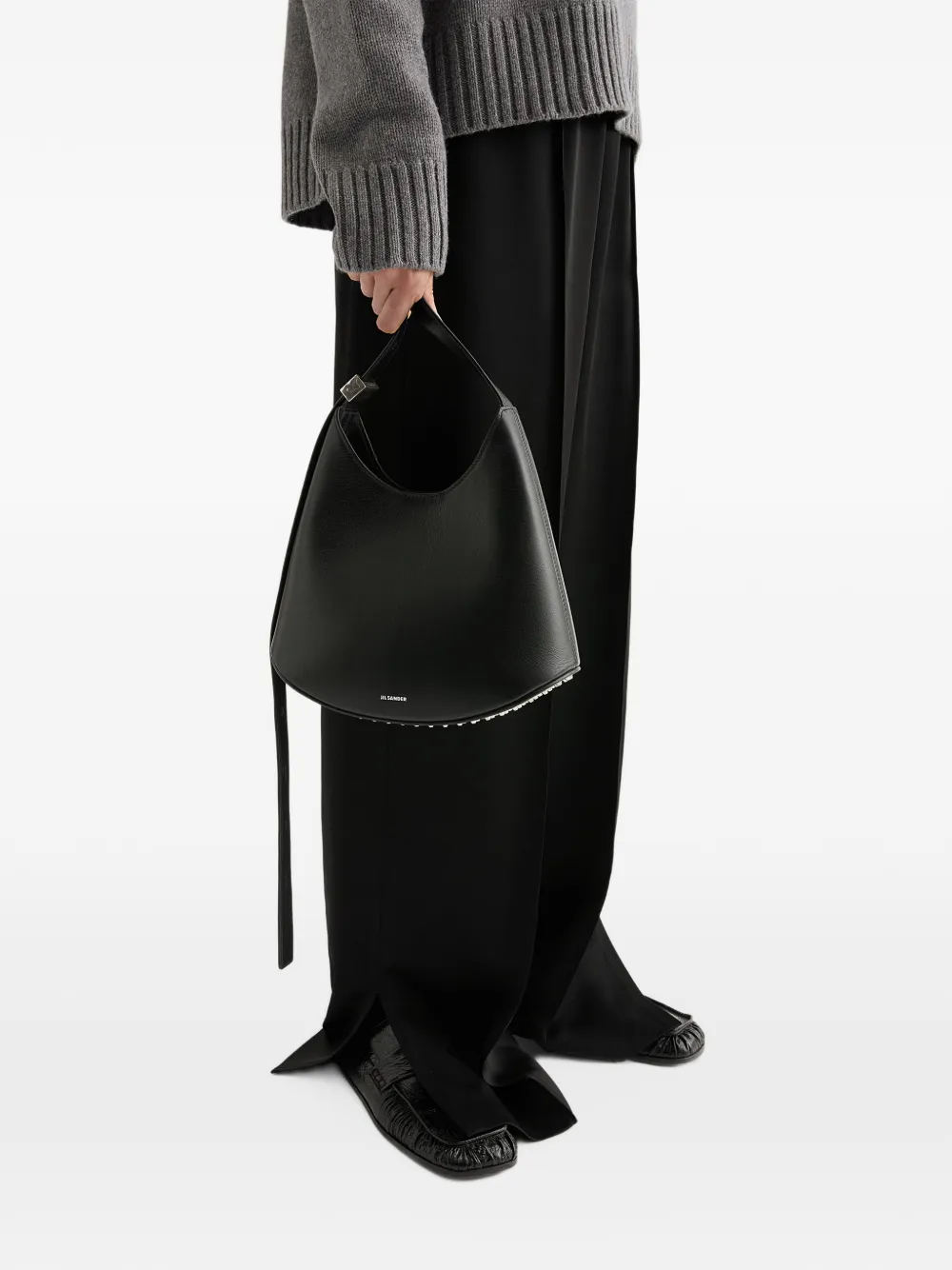 Jil Sander Eldorado kleine schoudertas met studs Zwart