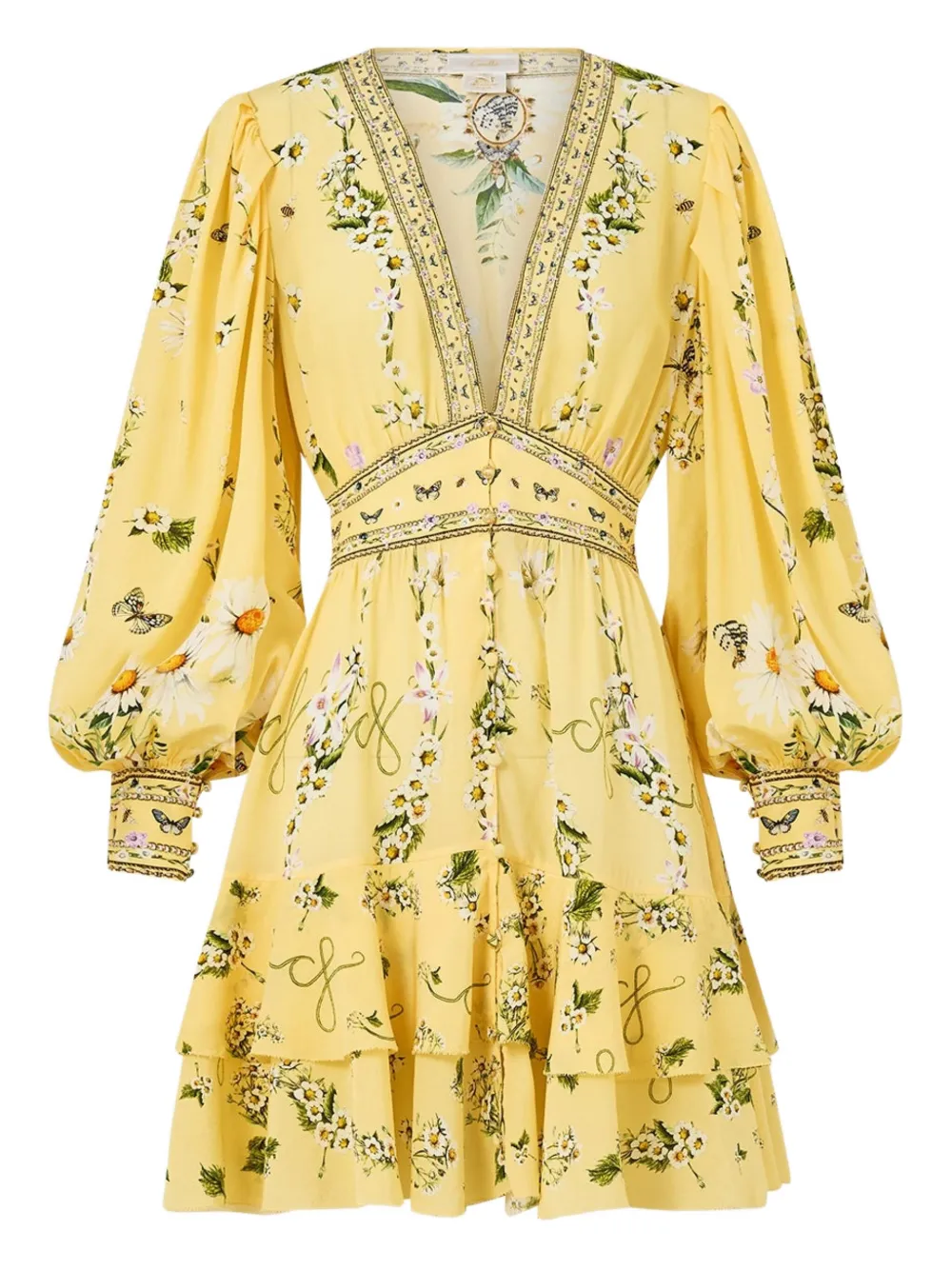 button-up frilled mini dress