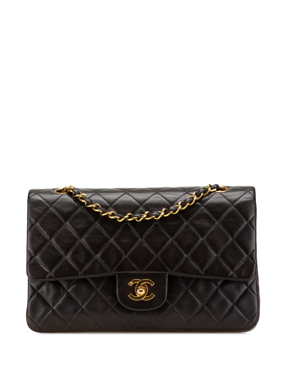 CHANEL Pre-Owned 1994-1996 ミディアム クラシック ラムスキン ダブルフラップ ショルダーバッグ - ブラック CHANEL Pre-Owned 1994-1996 ミディアム クラシック ラムスキン ダブルフラップ ショルダーバッグ - ブラック