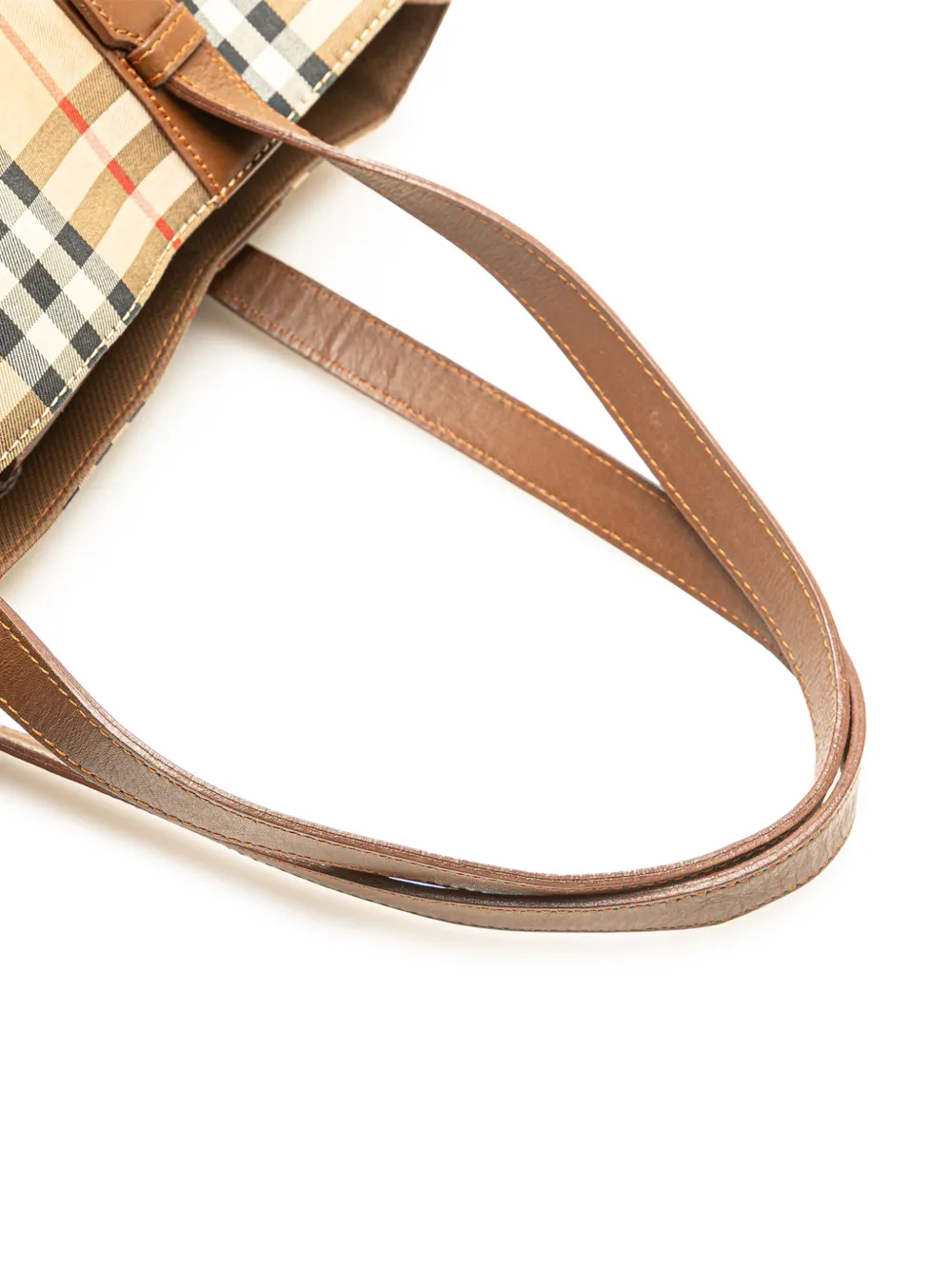 Pre-owned Burberry 20th Century Haymarket Check Canvas Tote Bag In Brown