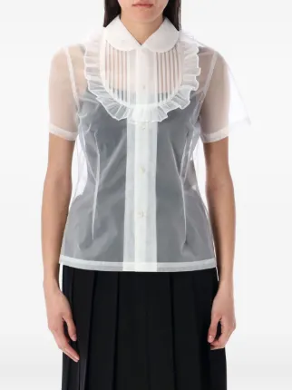 Comme Des Garçons Girl Ruffled Sheer Shirt | White | FARFETCH