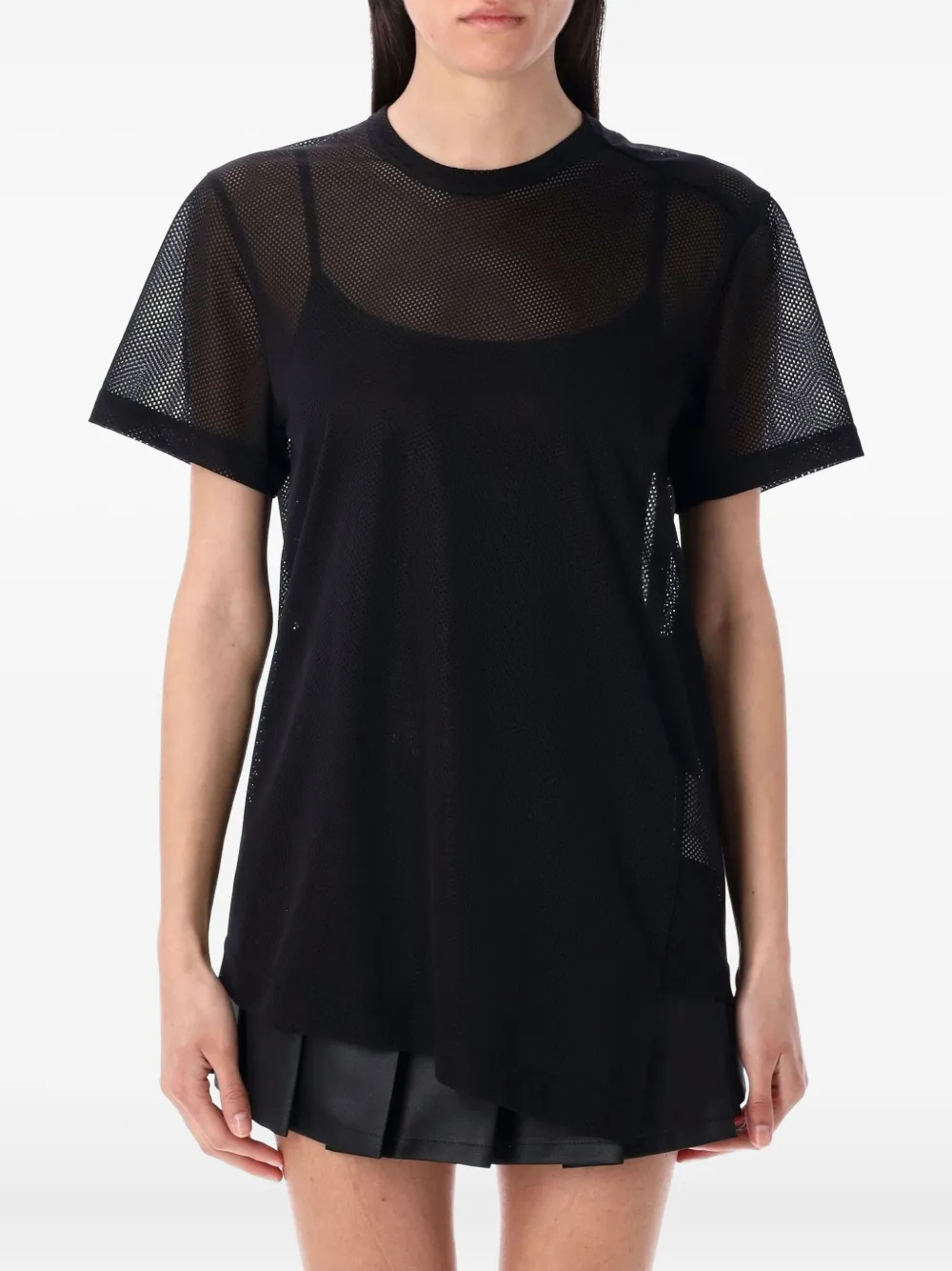 Comme Des Garçons mesh-layered T-shirt Zwart