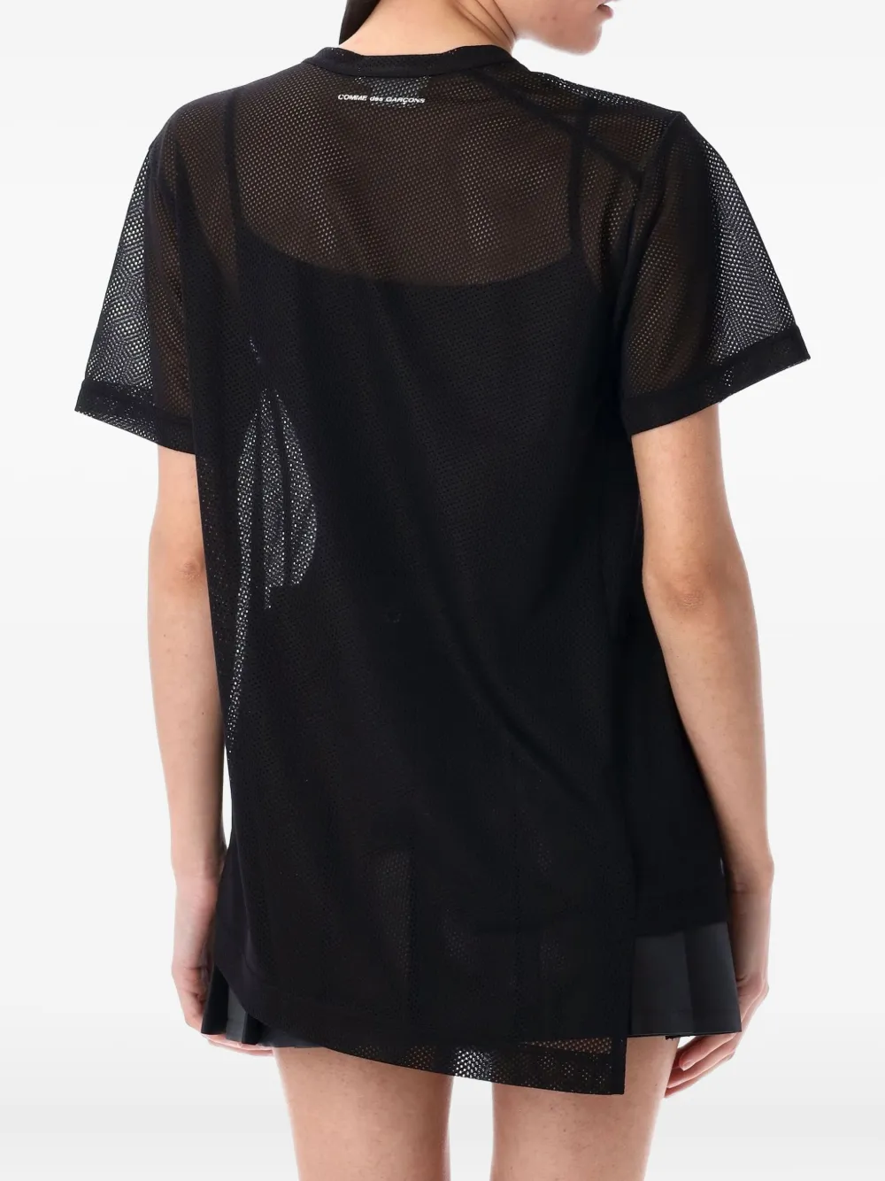 Comme Des Garçons mesh-layered T-shirt Zwart