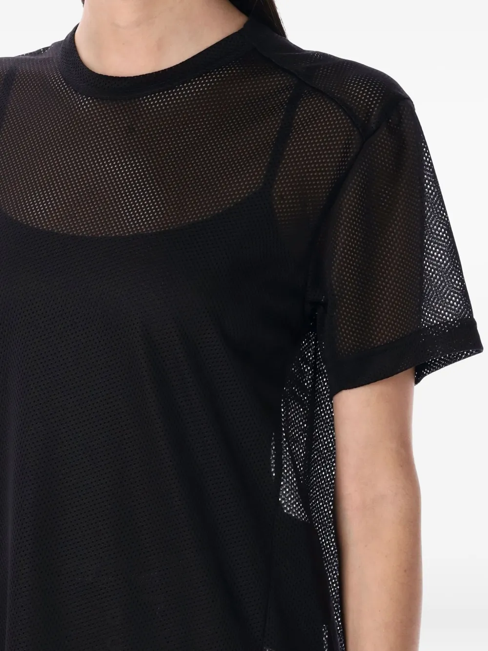 Comme Des Garçons mesh-layered T-shirt Zwart