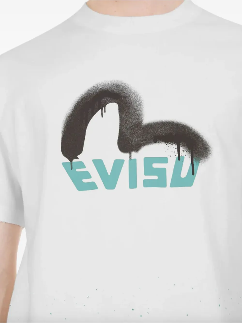 EVISU T-shirt met spray-print - Wit