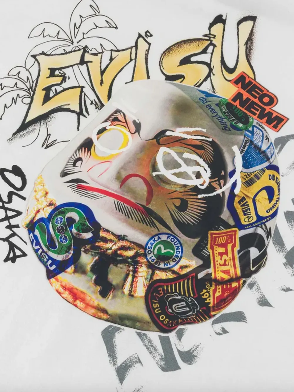 EVISU T-shirt met grafische print Wit