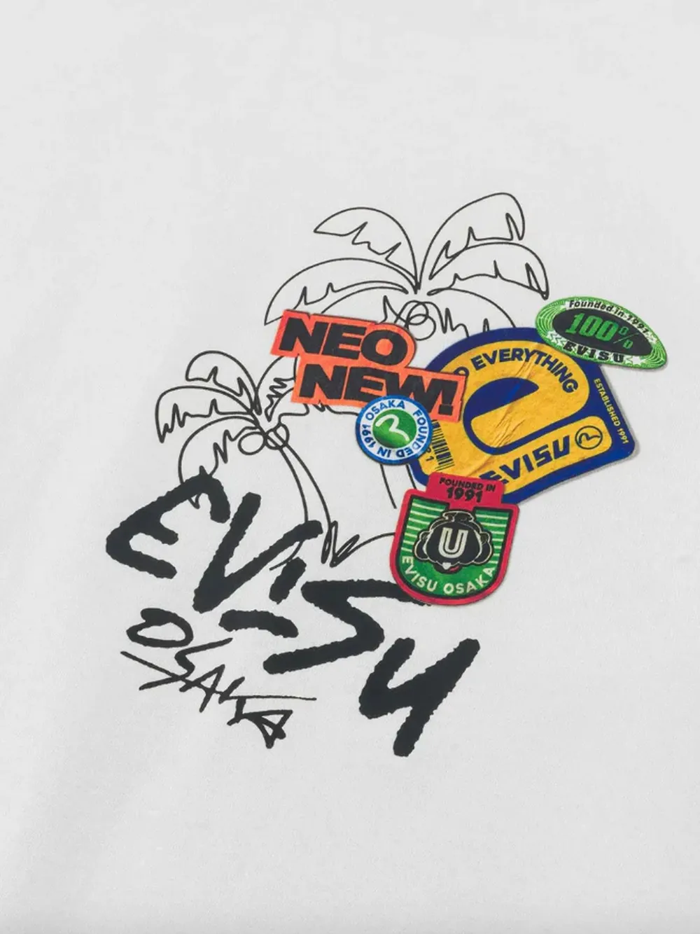 EVISU T-shirt met grafische print Wit