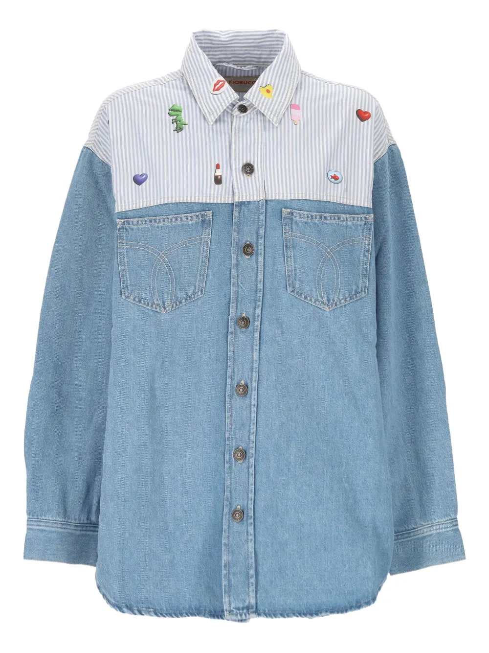 Fiorucci Denim blouse met Charm-print en vlakken Blauw