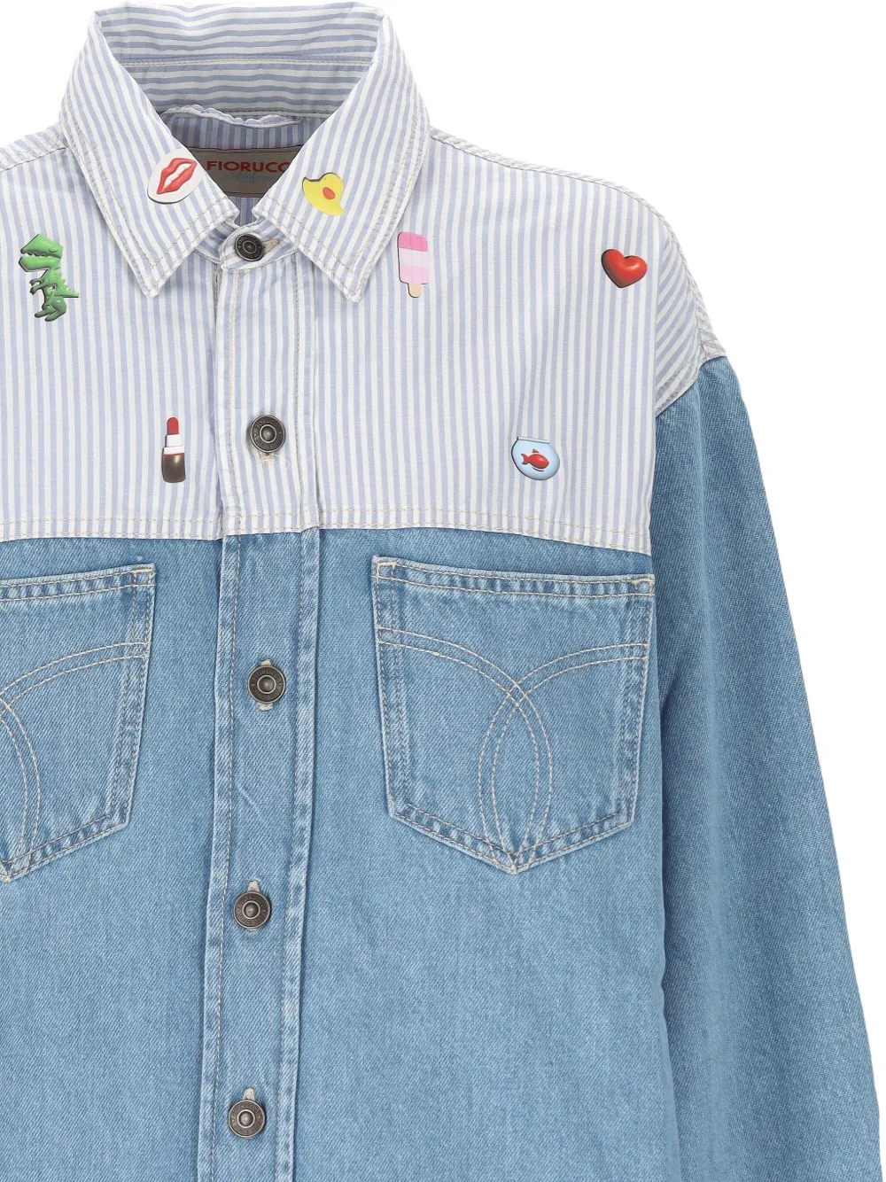 Fiorucci Denim blouse met Charm-print en vlakken Blauw