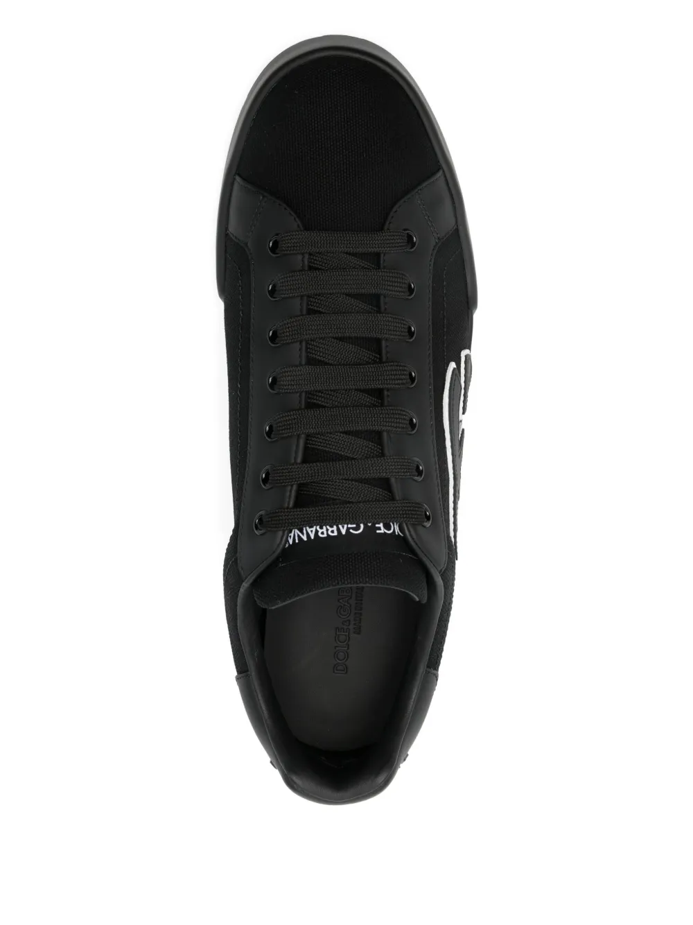Dolce & Gabbana Light Strobel Sneaker In Canvas And Leather Color Black With Logo In Black
