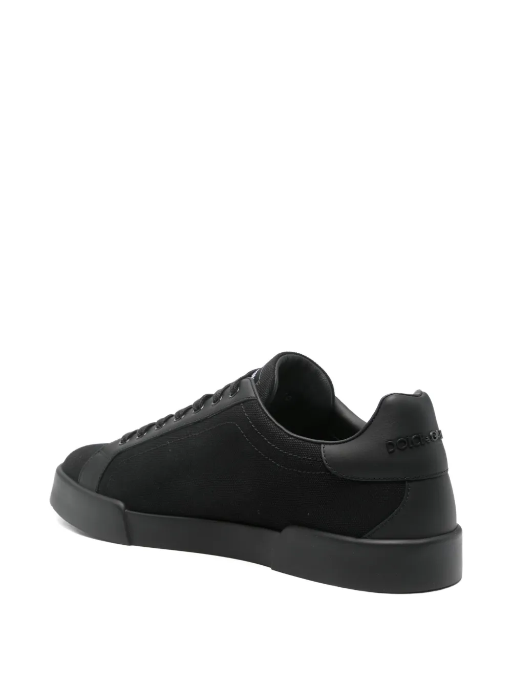 Dolce & Gabbana Light Strobel Sneaker In Canvas And Leather Color Black With Logo In Black