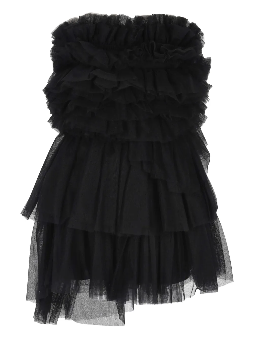 ruffled strapless mini dress