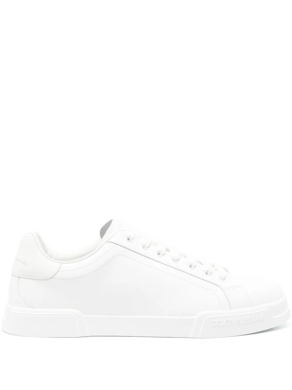 Dolce & Gabbana Leather Lace-up Low-top Sneakers In White