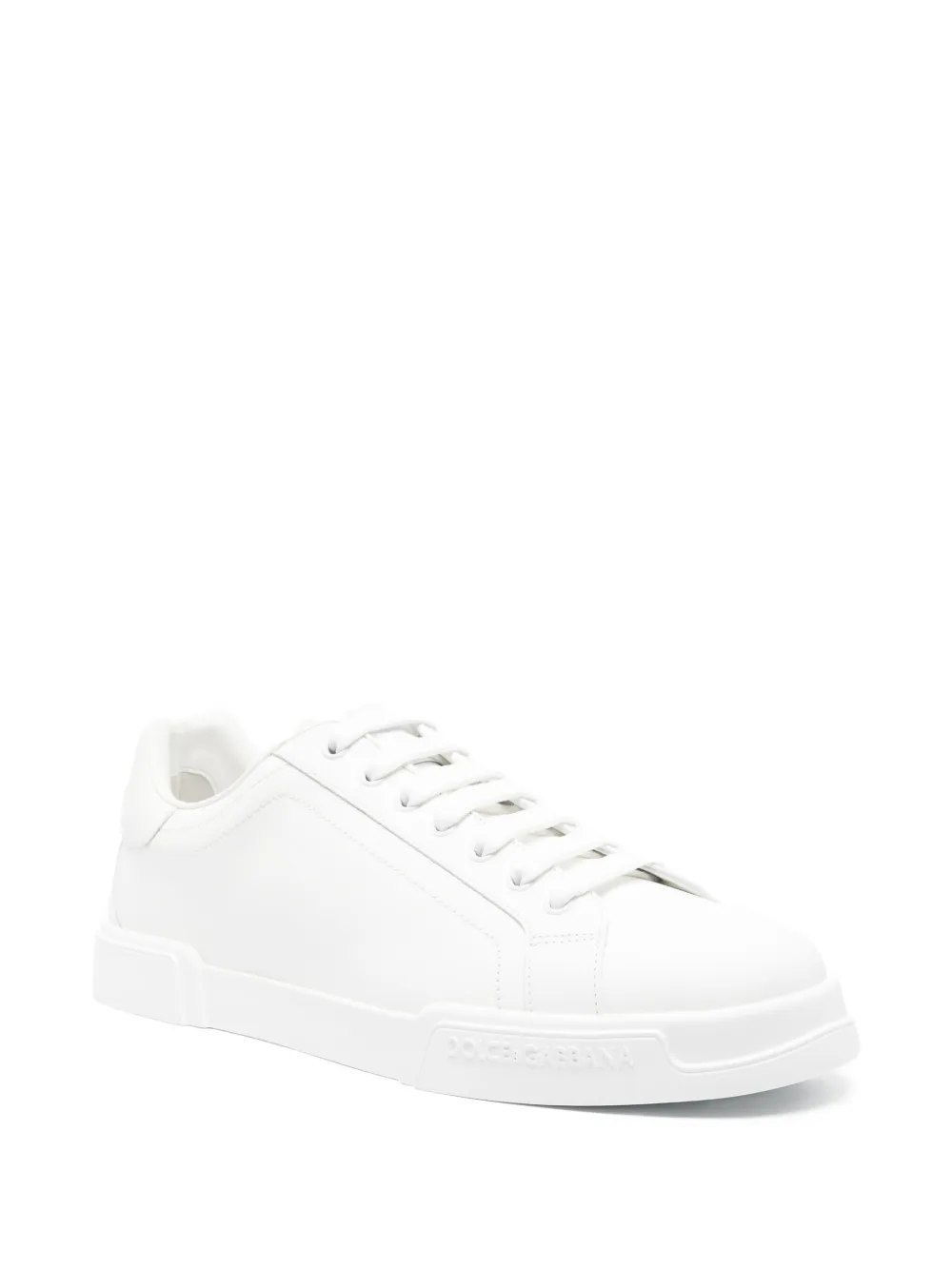 Dolce & Gabbana Leather Lace-up Low-top Sneakers In White