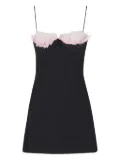 David Koma feather-trimmed sweetheart-neck dress - Black