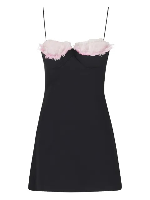David Koma feather-trimmed sweetheart-neck dress