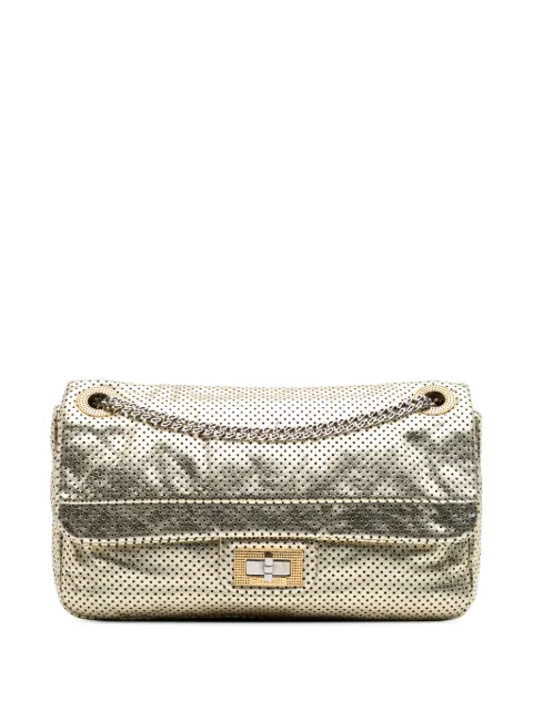 CHANEL Pre-Owned 2008-2009 mittelgroße Reissue Drill Flap Schultertasche aus perforiertem Kalbsleder