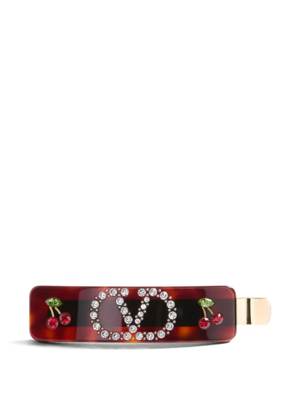 現行品 ヴァレンティノ Vロゴ シグネチャー ヘアクリップ スワロフスキー Valentino Garavani Vロゴ シグネチャー レジン＆スワロフスキー
