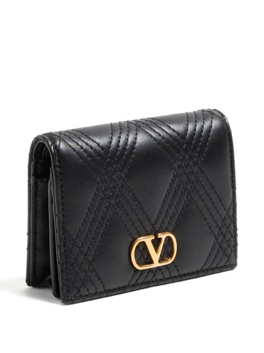 Valentino Garavani quilted leather cardholder Zwart