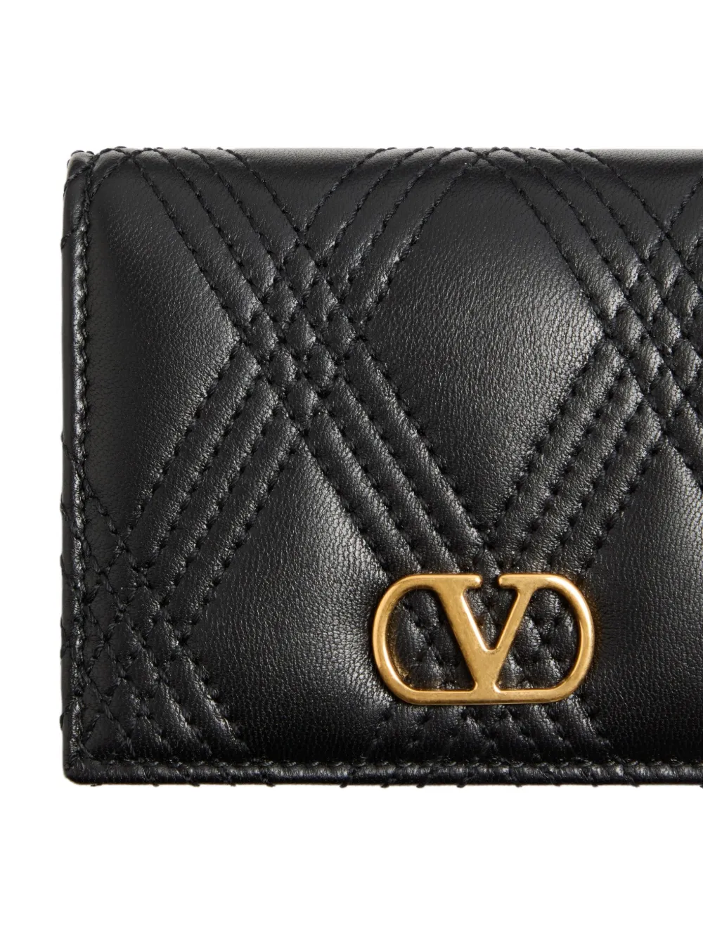 Valentino Garavani quilted leather cardholder Zwart