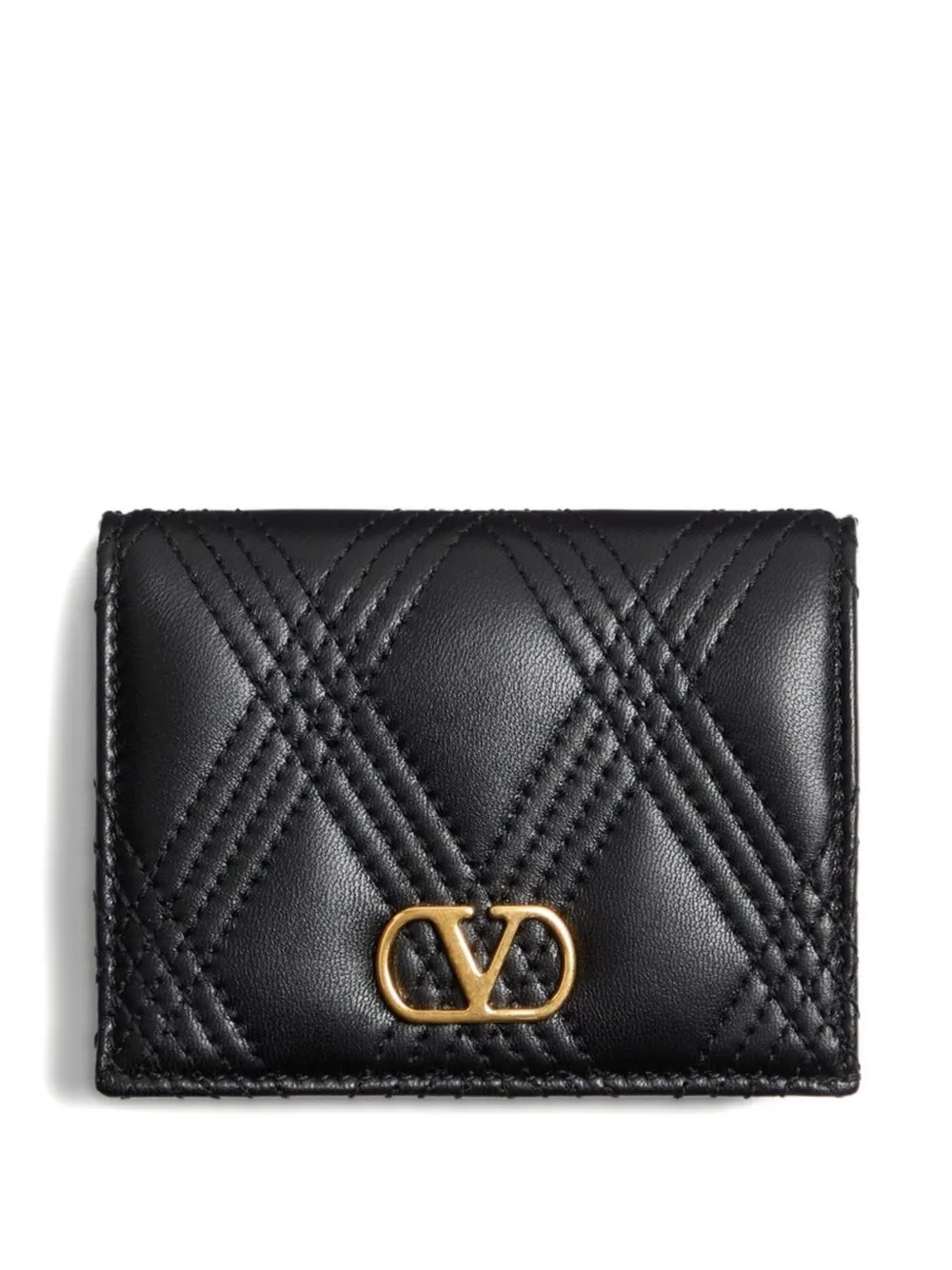 Valentino Garavani quilted leather cardholder Zwart