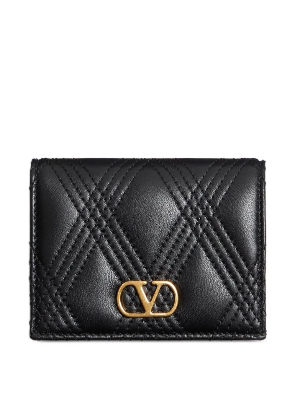 Valentino Garavani quilted leather cardholder Zwart