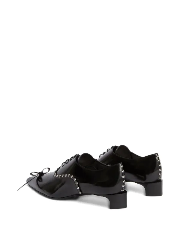 Jil Sander Studded Patent Leather Oxford Shoes | Black | FARFETCH