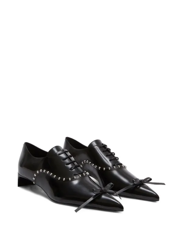 Jil Sander Studded Patent Leather Oxford Shoes | Black | FARFETCH