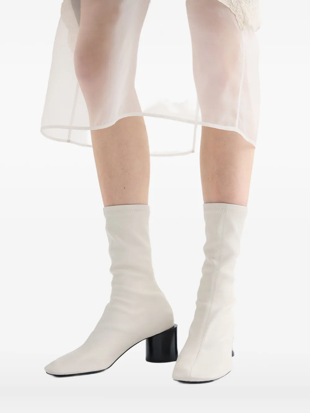 Jil Sander block-heel ankle boots White