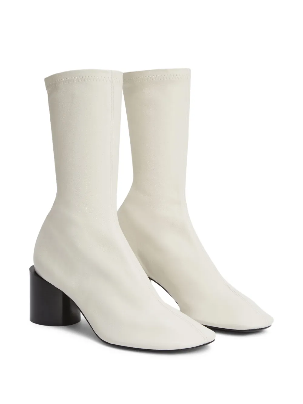 Jil Sander block-heel ankle boots White