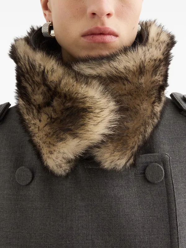 Jil Sander Fur Collar double-breasted Coat | Grey | FARFETCH
