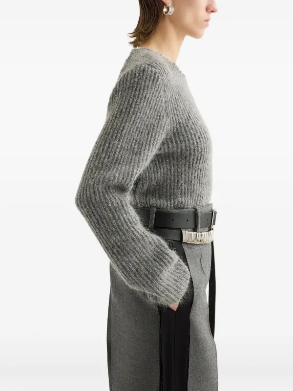 Jil Sander Ribbed Knit Sweater | Grey | FARFETCH JO