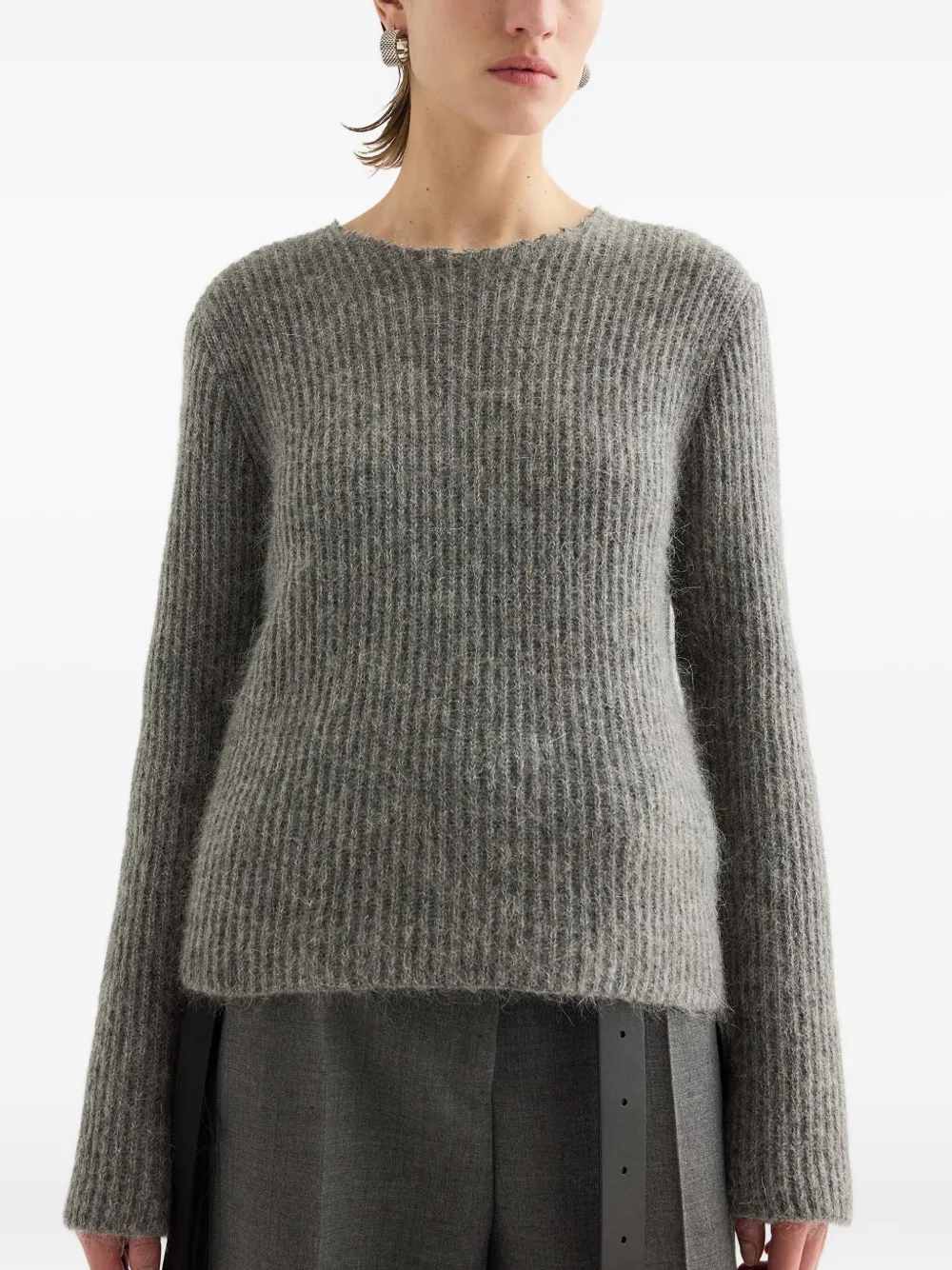Jil Sander Ribgebreide trui Grijs