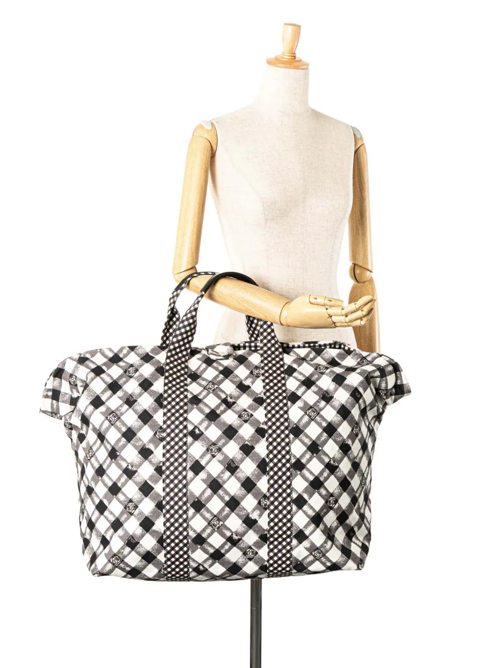 CHANEL Pre-Owned 2010-2011 Printed Canvas Gingham Weekender tote bag | Pre-Owned | Image 2