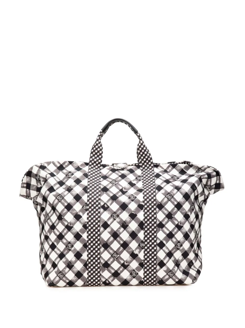 CHANEL Pre-Owned 2010-2011 Printed Canvas Gingham Weekender tote bag | Black | Image 1